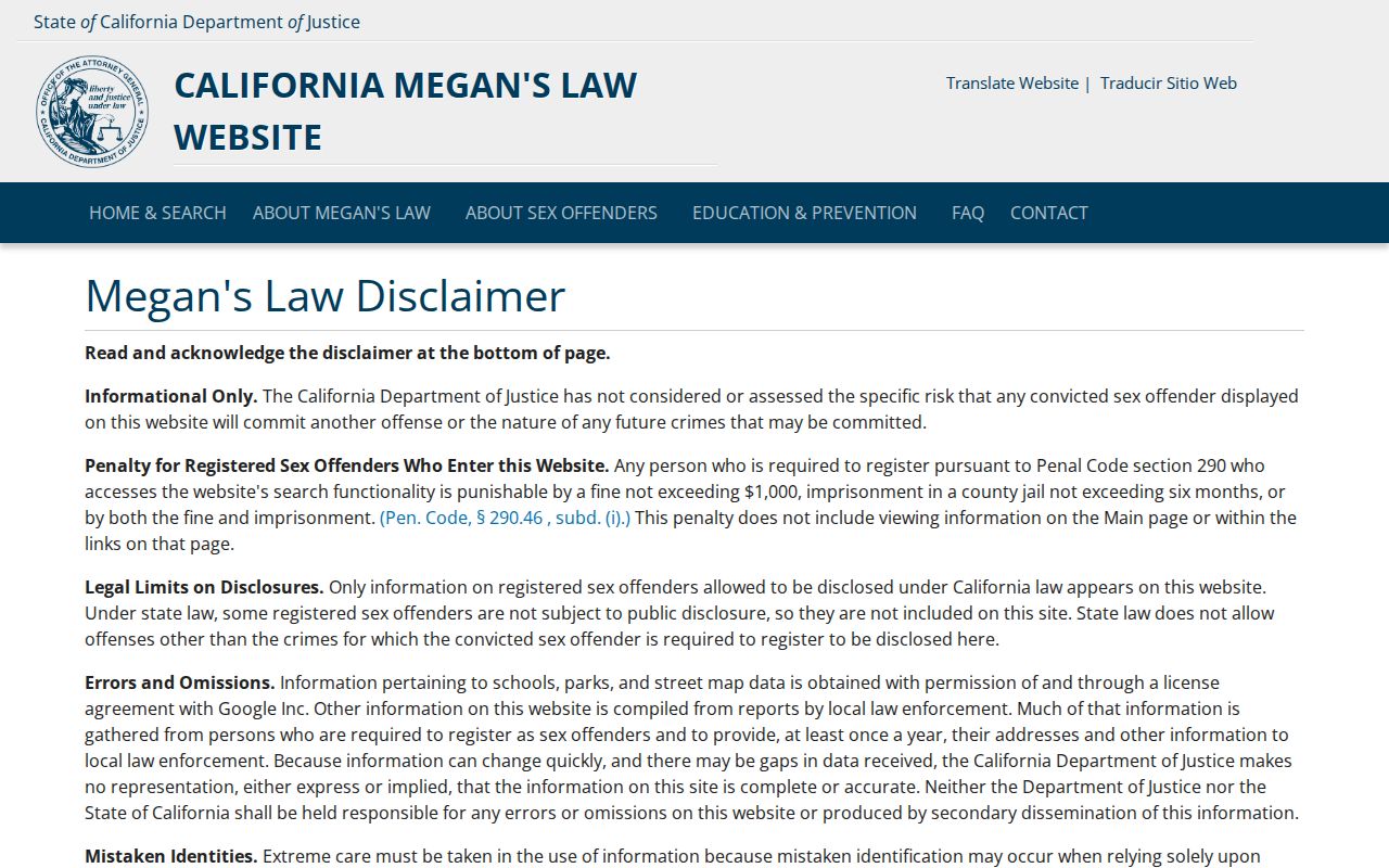 La Cañada Flintridge residents directory California Megan's Law search