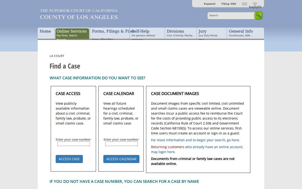 La Cañada Flintridge residents directory Los Angeles Superior Court case search