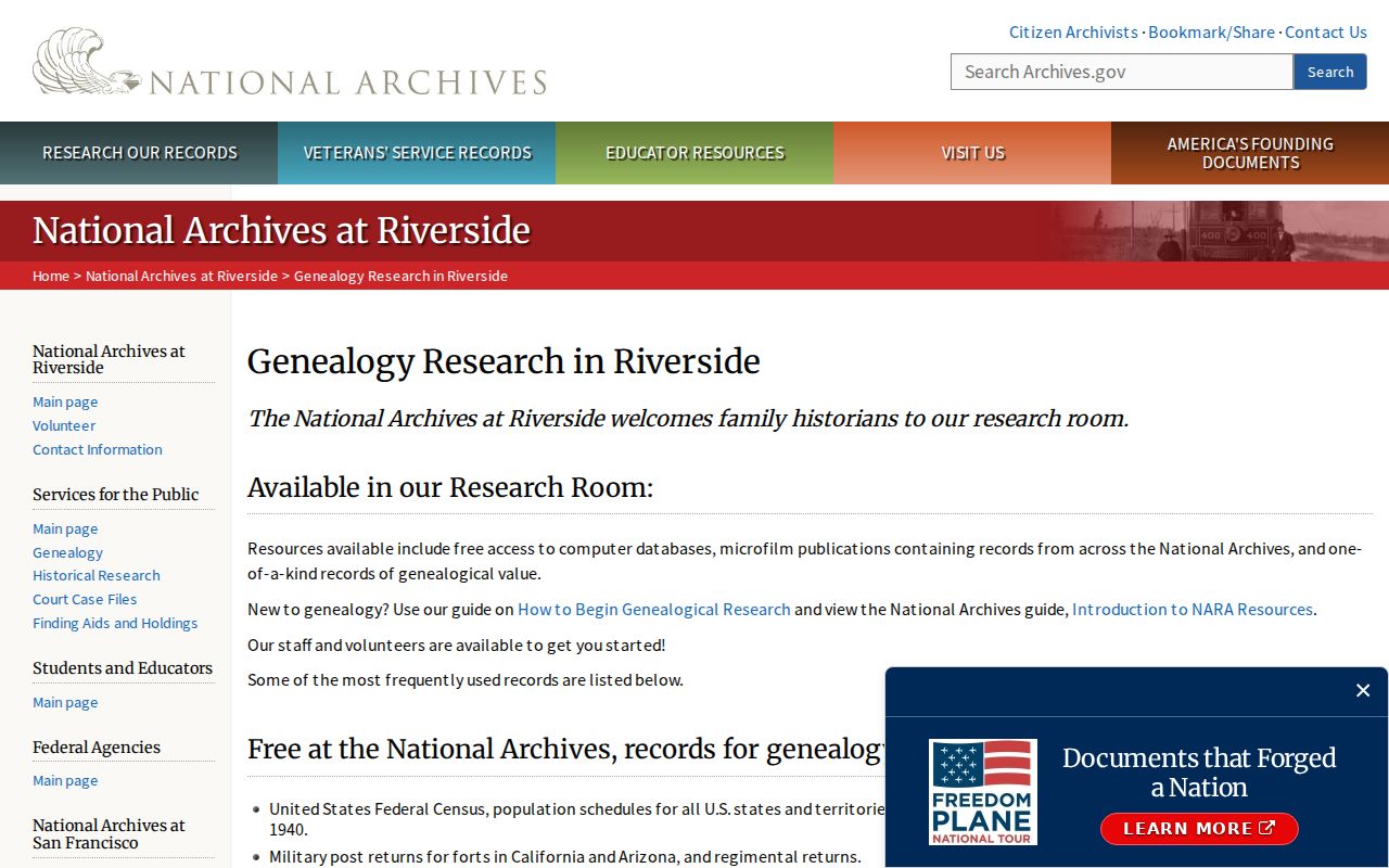 La Cañada Flintridge previous residents NARA Riverside genealogy research