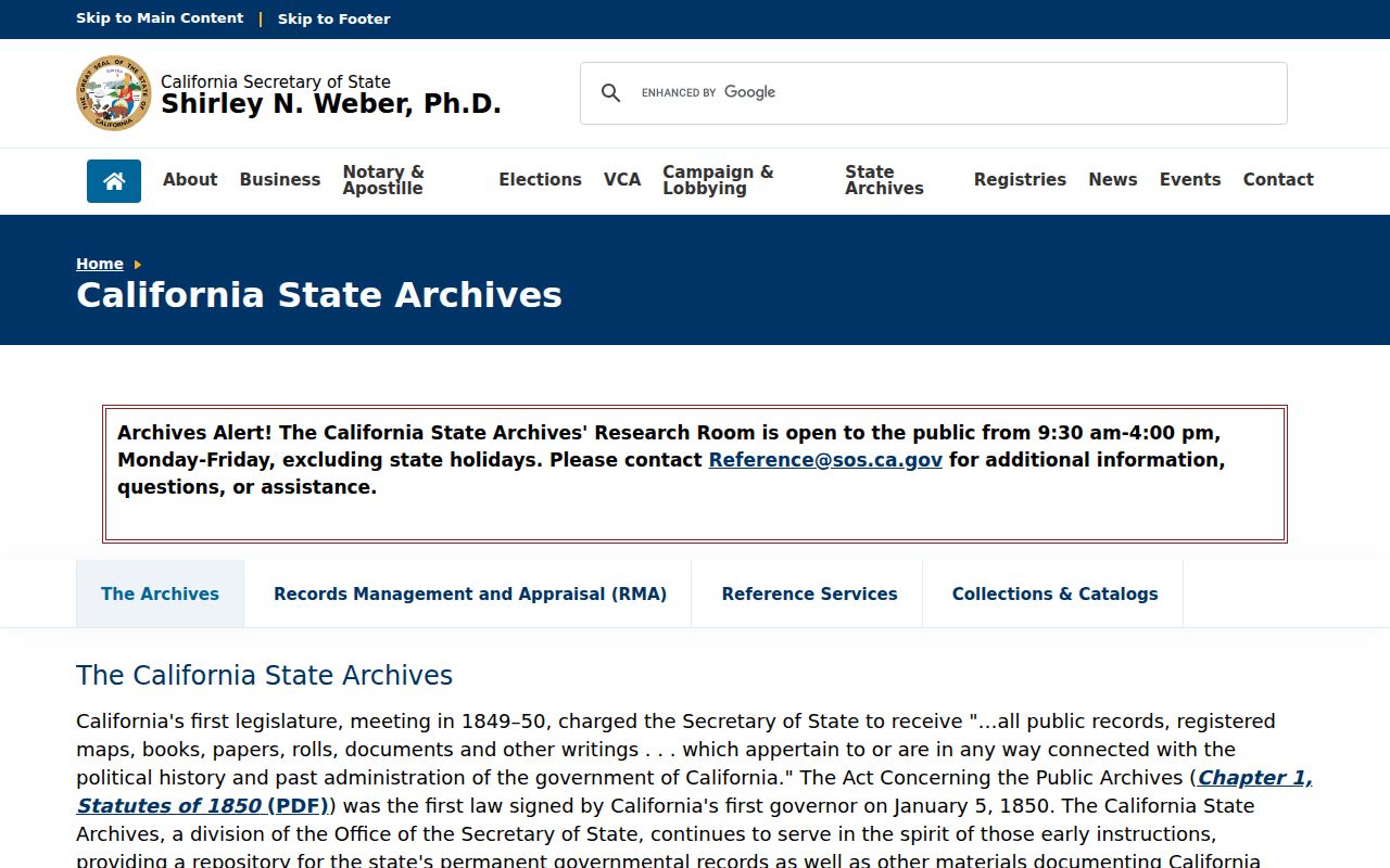 La Cañada Flintridge resident lookup California State Archives research catalog