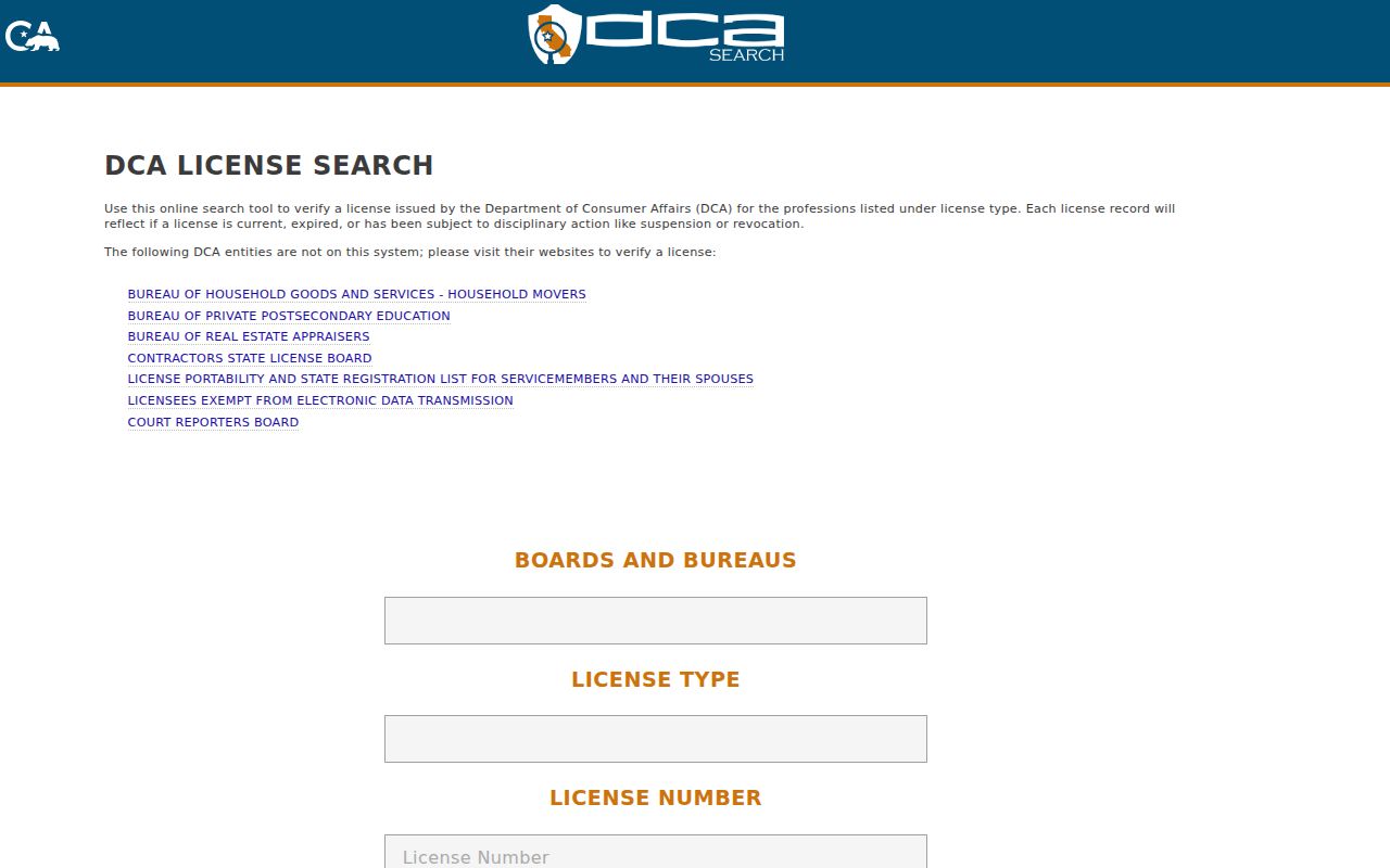 La Cañada Flintridge resident lookup California professional license search
